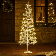 Xmas Haus Indoor/Outdoor White Copper Wire Christmas Tree – 1.5m or–1.8m with 2000–3000 Warm White Micro LEDs, Metal Base for Garden & Patio_Artificial Christmas Trees