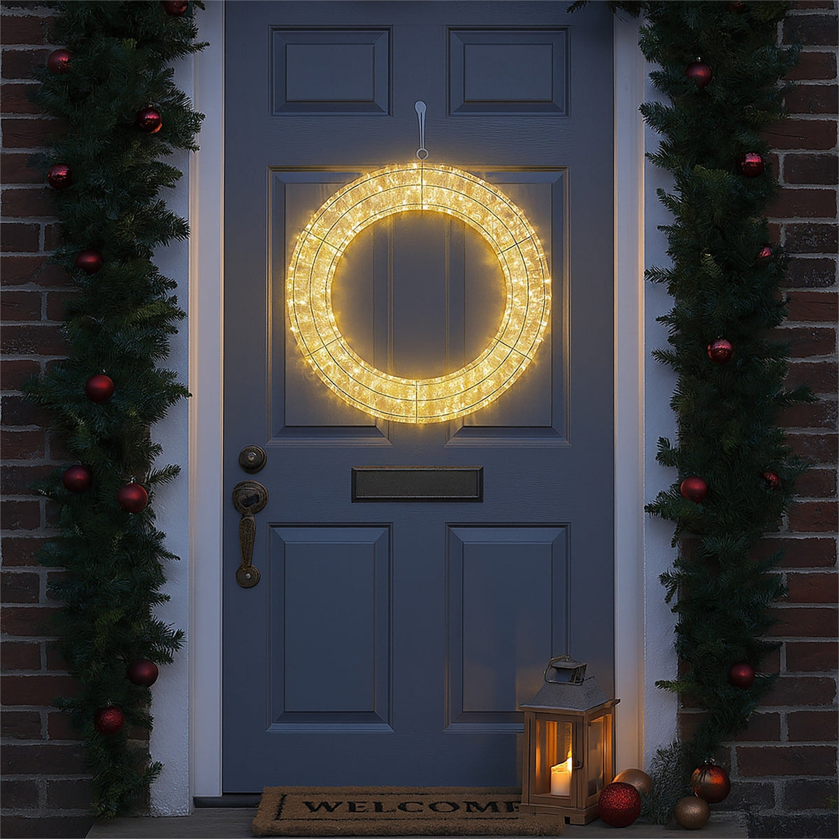 Xmas Haus 2D LED Wreath – Warm or Cool White LEDS – Available in 50cm & 70cm – Indoor/Outdoor Use_Christmas Lights