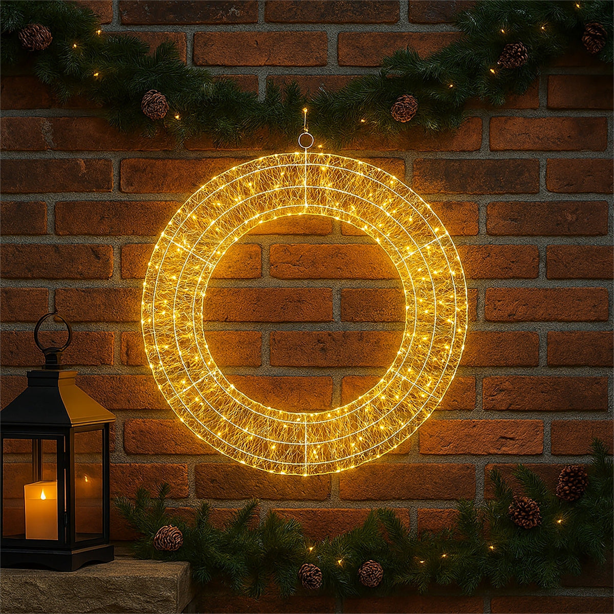 Xmas Haus 2D LED Wreath – Warm or Cool White LEDS – Available in 50cm & 70cm – Indoor/Outdoor Use_Christmas Lights