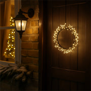 Xmas Haus Outdoor Black Metal Wreath – 25cm or 35cm with 800–900 White LEDs, Weather-Resistant Holiday Decoration_Christmas Wreath