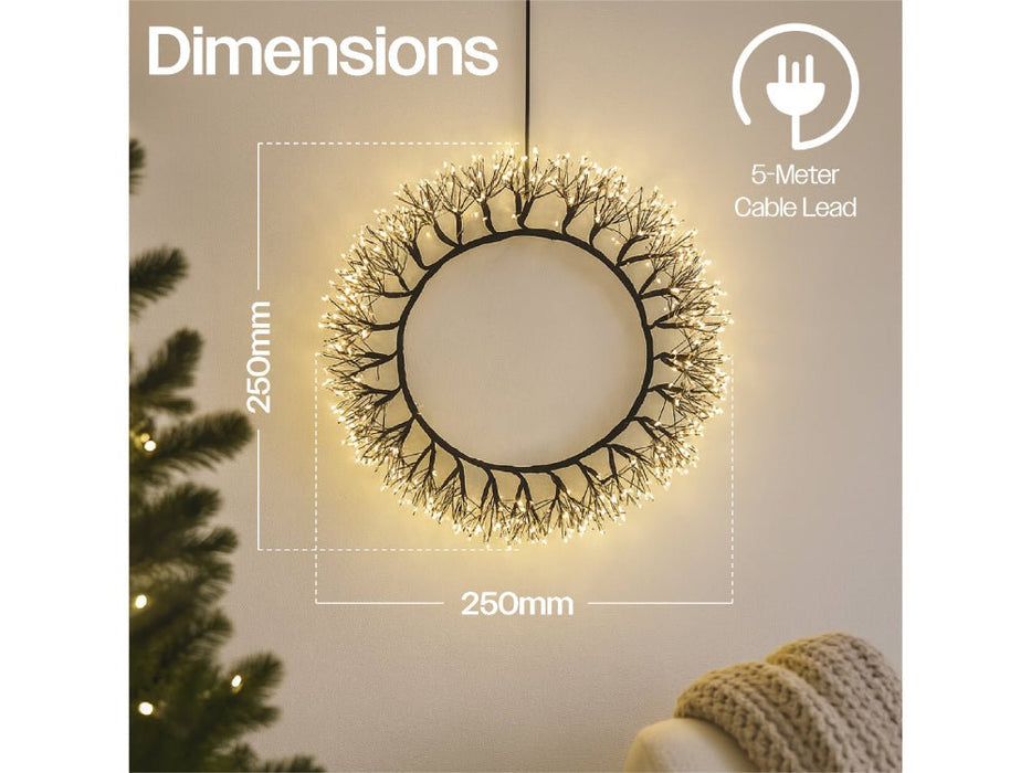 Xmas Haus Outdoor Black Metal Wreath - Warm Wite LEDS - Available in 2 sizes_Christmas Wreath