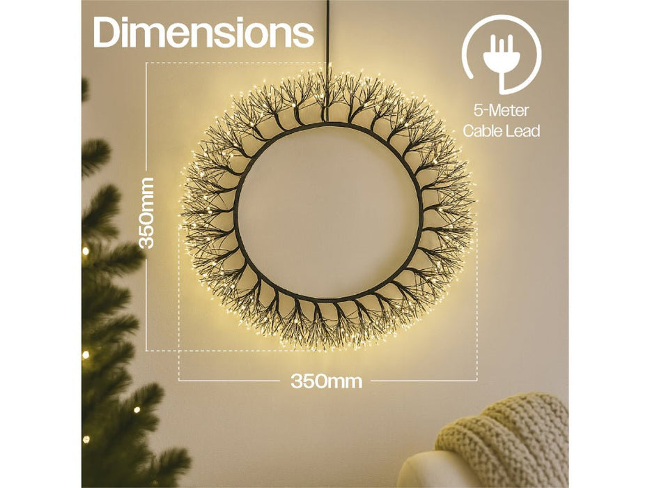 Xmas Haus Outdoor Black Metal Wreath - Warm Wite LEDS - Available in 2 sizes_Christmas Wreath