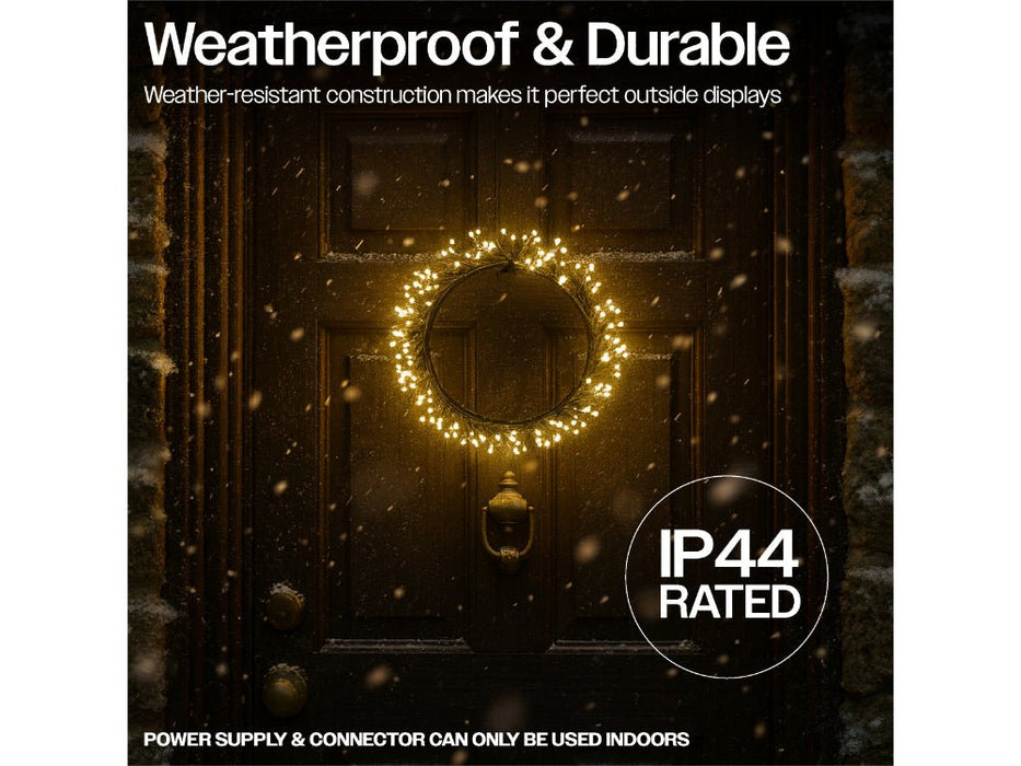 Xmas Haus Outdoor Black Metal Wreath - Warm Wite LEDS - Available in 2 sizes_Christmas Wreath