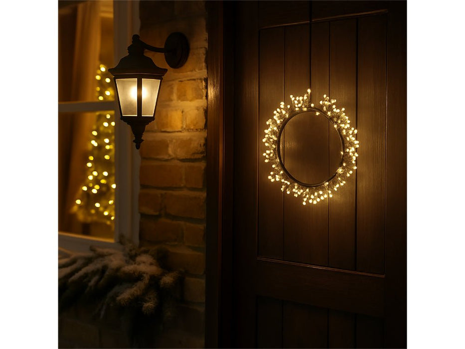 Xmas Haus Outdoor Black Metal Wreath - Warm Wite LEDS - Available in 2 sizes_Christmas Wreath