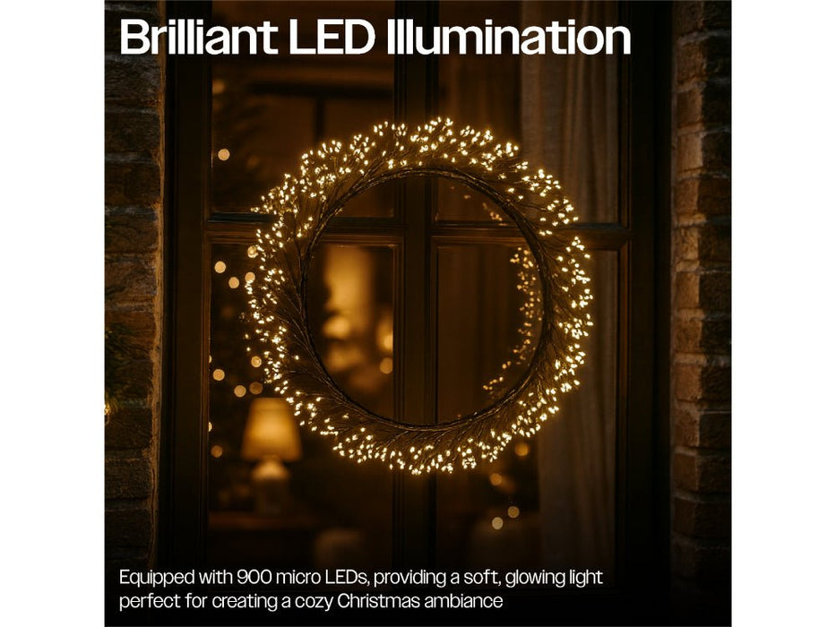 Xmas Haus Outdoor Black Metal Wreath - Warm Wite LEDS - Available in 2 sizes_Christmas Wreath