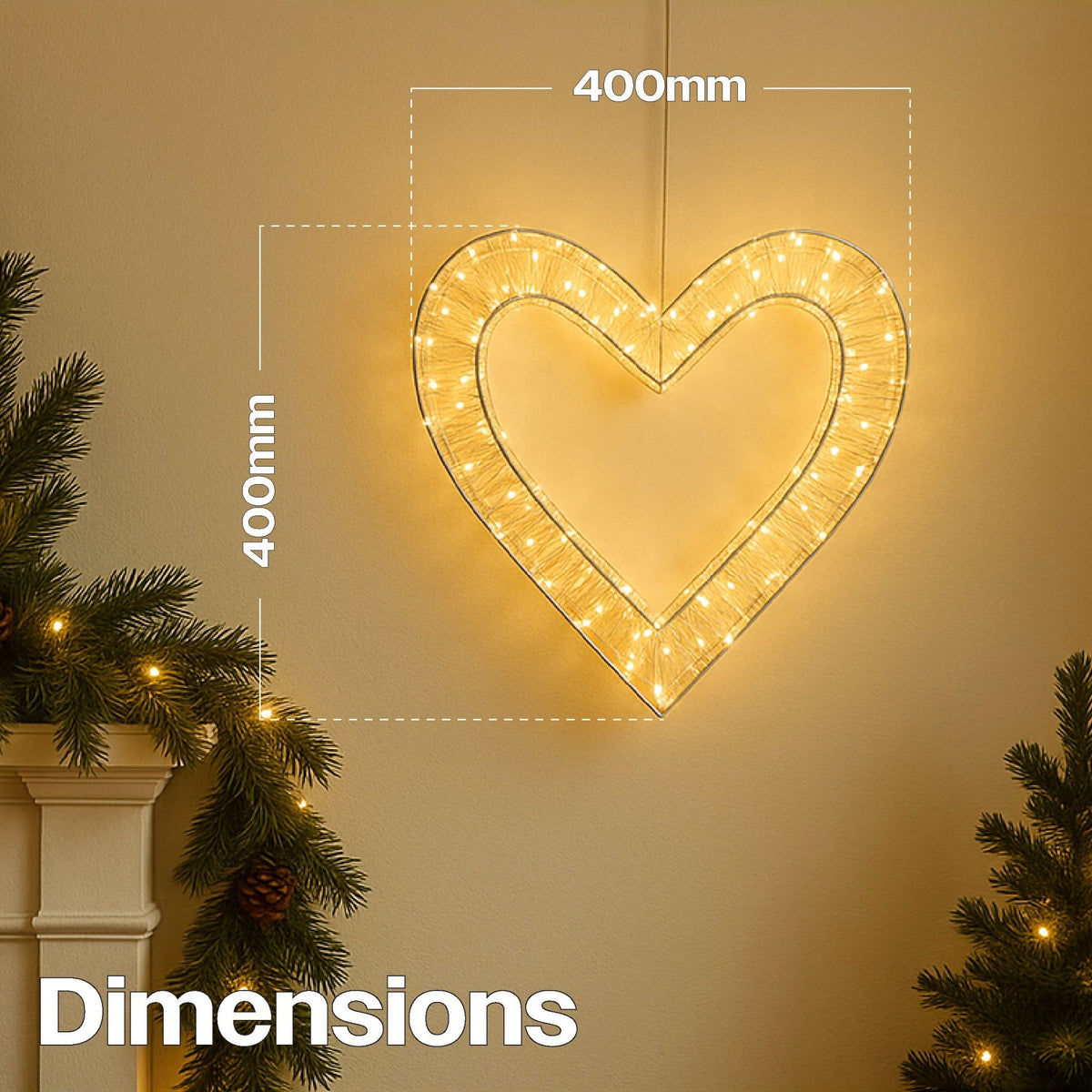 Xmas Haus 40cm LED Heart Light – 960 Warm White LEDs with Timer, Indoor & Outdoor Use_Christmas Lights