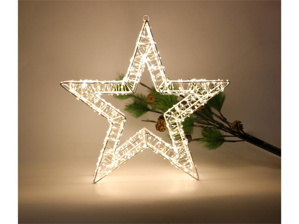 Xmas Haus 50cm LED Star Decoration – 1440 Warm White LEDs, White Wire ...