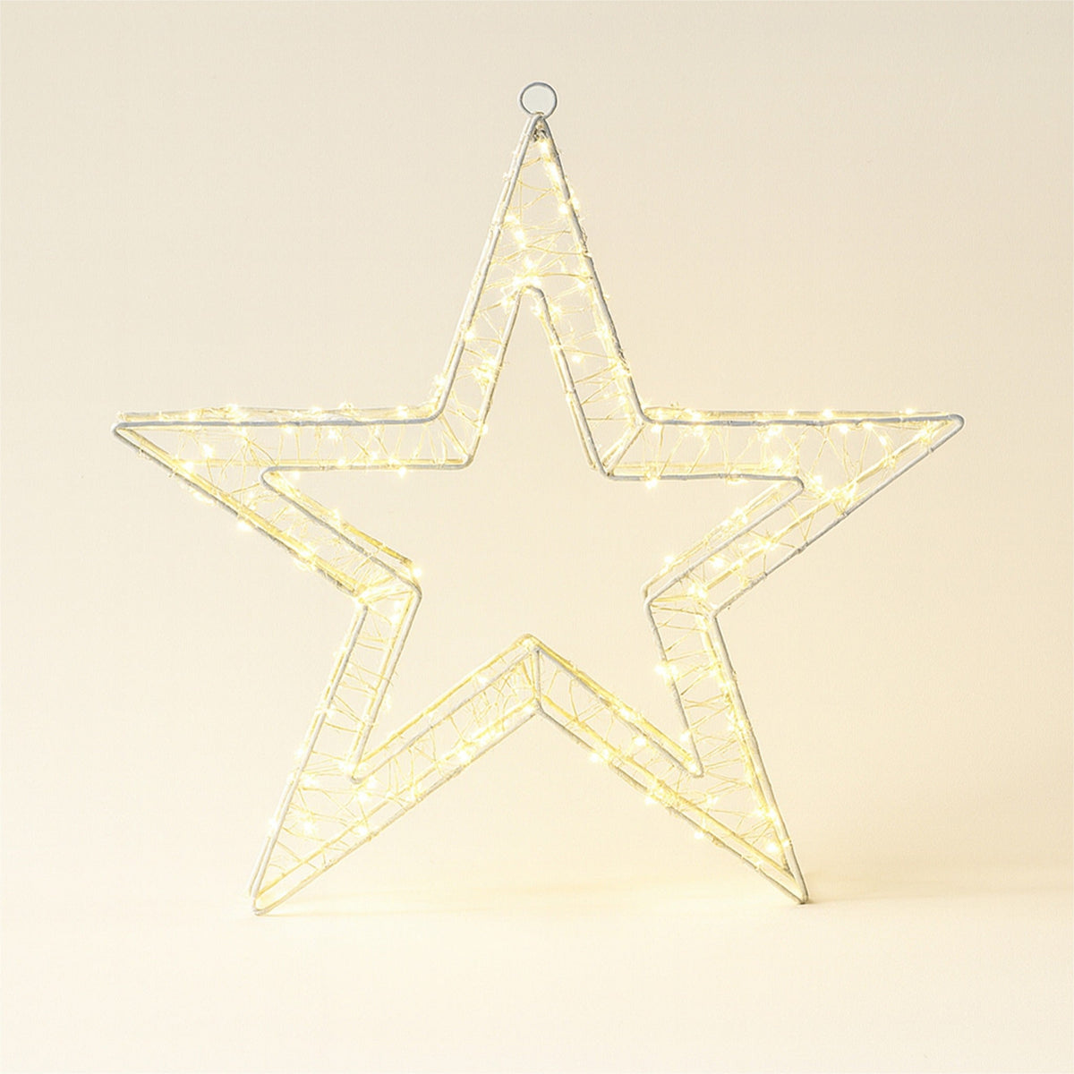 Xmas Haus 50cm LED Star Decoration – 1440 Warm White LEDs, White Wire Frame, Indoor & Outdoor Use with Timer_Christmas Lights