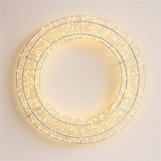 Xmas Haus 50cm LED Circular Wreath – 1440 Warm White LEDs, White Wire Frame, Indoor & Outdoor Decor with Timer_Christmas Lights