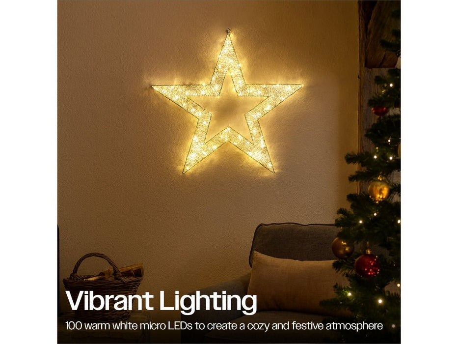 Xmas Haus Outdoor Christmas 100 LEDS Metal Shiny Star - 55cm_Christmas Wreath