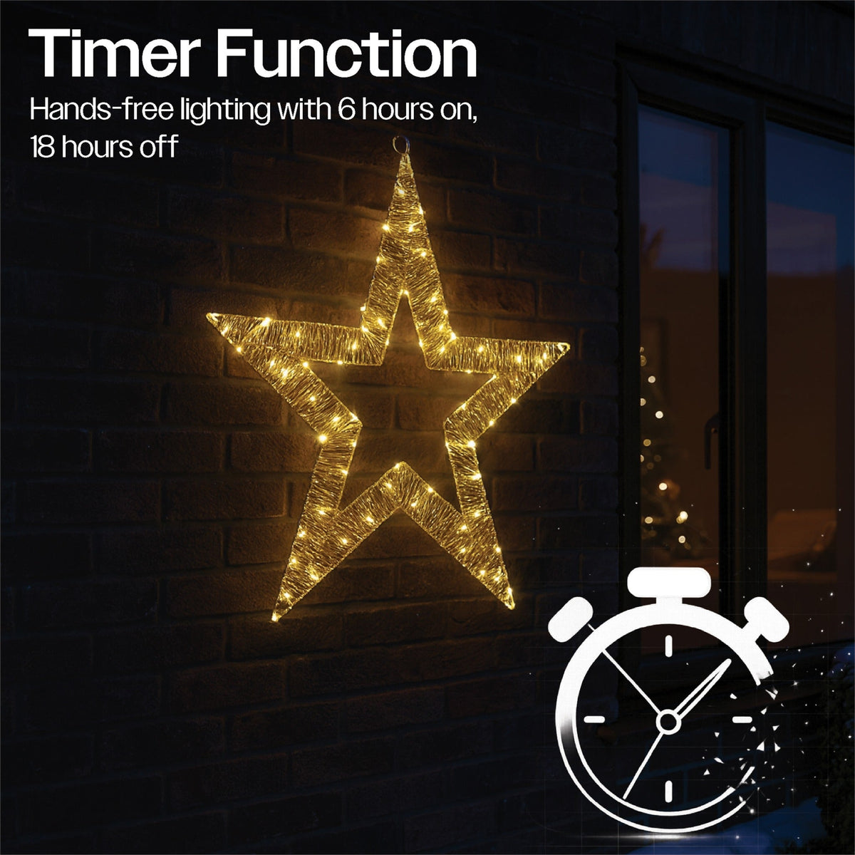 Xmas Haus Outdoor Christmas Metal Shiny Star – 54.5cm with 100 Warm White Micro LEDs, Weather-Resistant for Garden & Patio Decor_Christmas Wreath