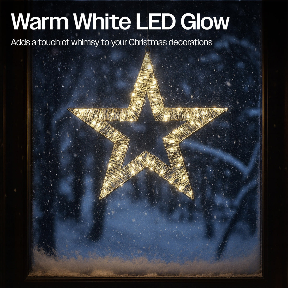 Xmas Haus Outdoor Christmas Metal Shiny Star – 54.5cm with 100 Warm White Micro LEDs, Weather-Resistant for Garden & Patio Decor_Christmas Wreath