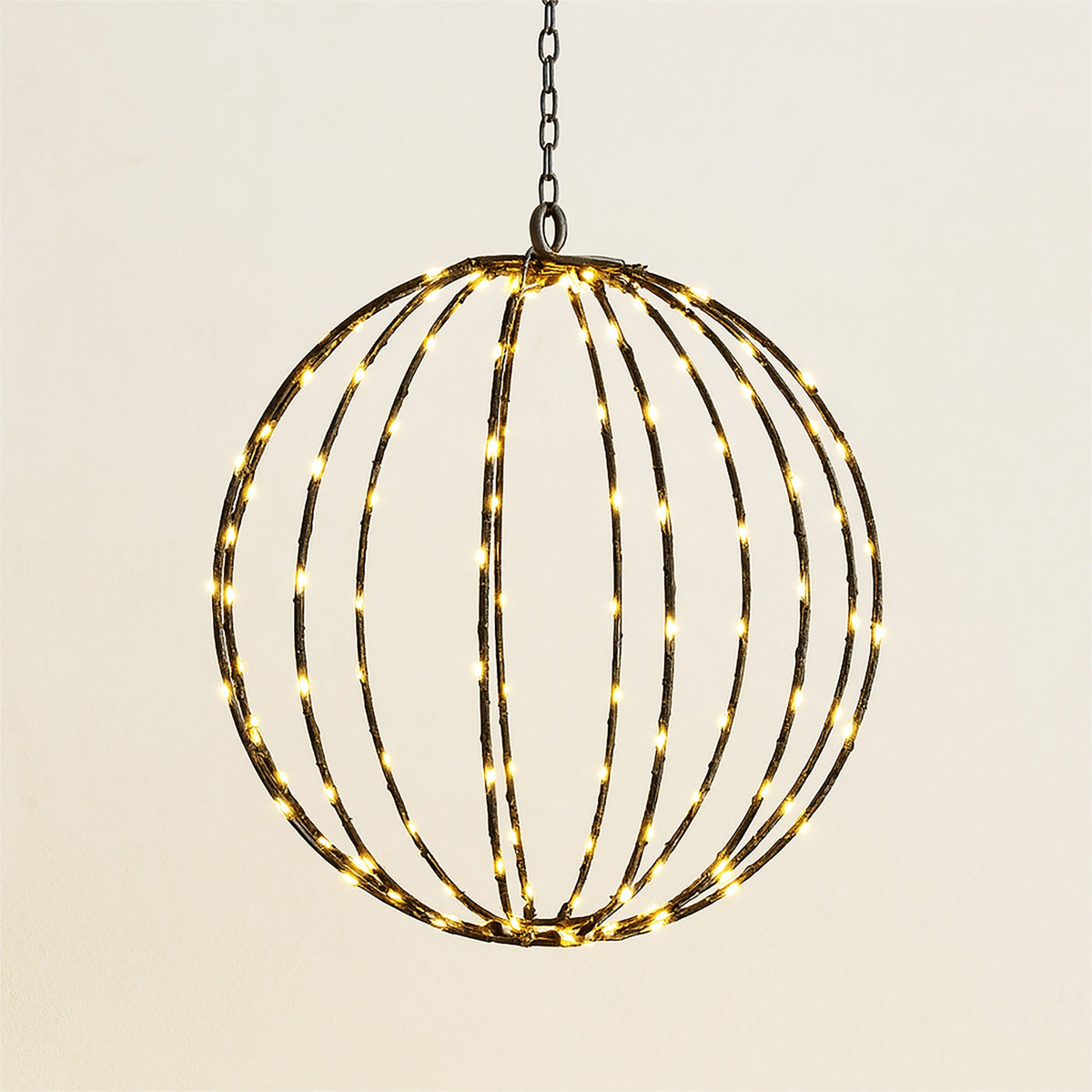 Xmas Haus Warm White LED Spheres – Black Frame, Timer Function, Versatile Hanging for Indoor & Outdoor Festive Decoration_Christmas Lights