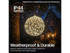 Xmas Haus Silver Christmas Hanging Ball 30cm 160 Warm White LEDS_Outdoor Christmas Decorations