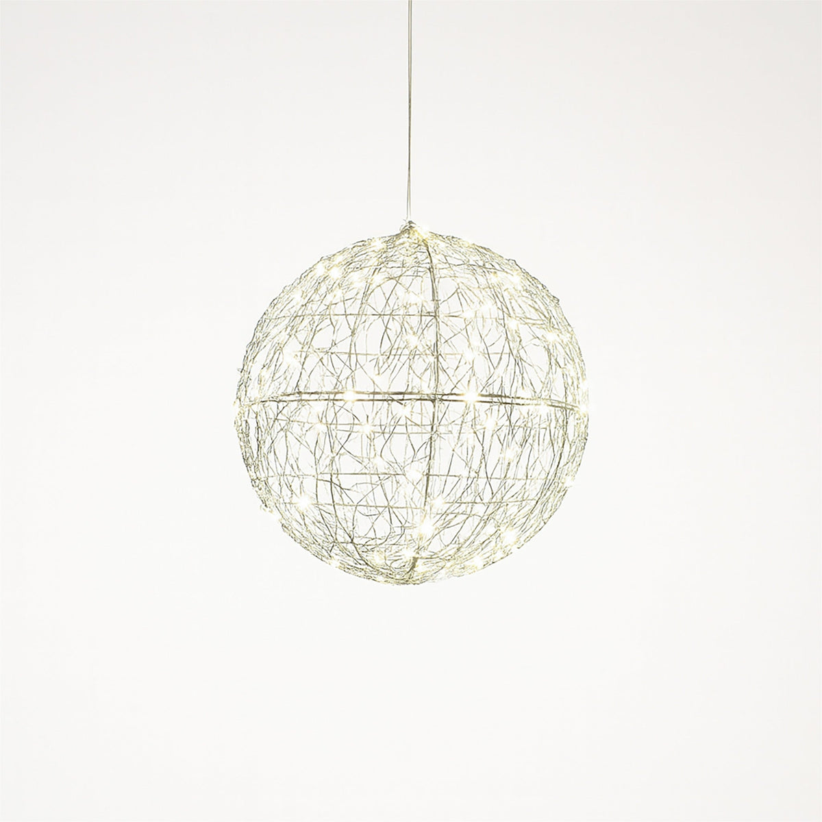 Xmas Haus Silver Christmas Hanging Ball – 30cm with 160 Warm White LEDs for Festive Decoration_Outdoor Christmas Decorations