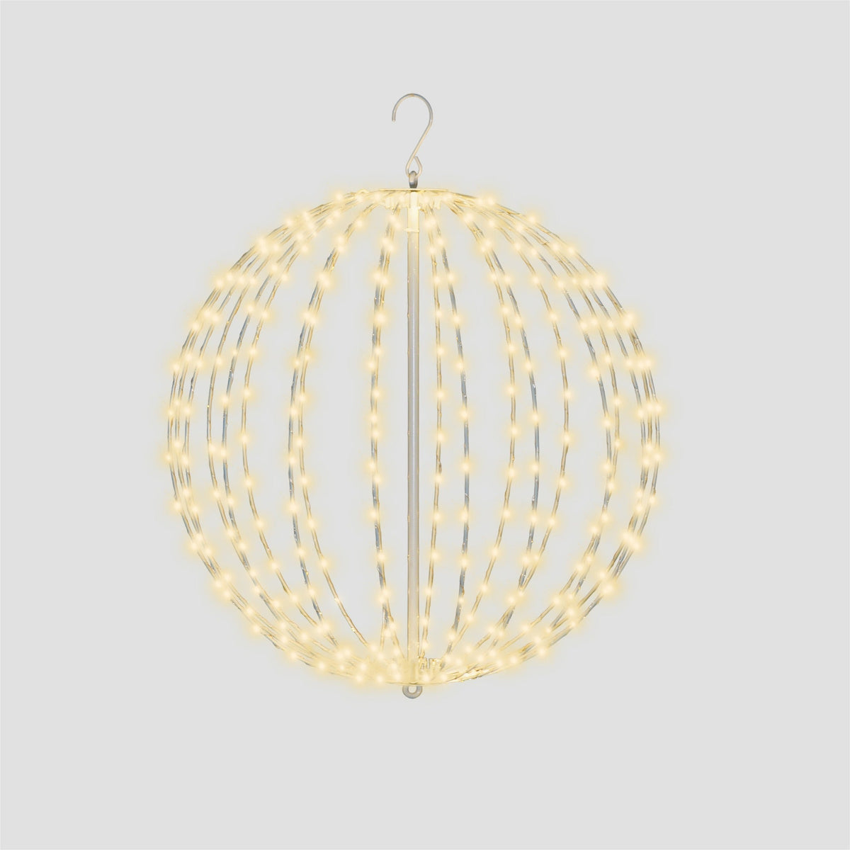 Xmas Haus Warm White LED Hanging Sphere – Elegant Metal Frame with Timer & 5m Lead, Indoor & Outdoor Use_Christmas Lights