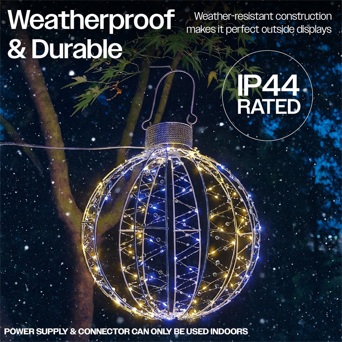 Xmas Haus Micro White & Warm White LED Ball – Flash Effect, Available in 3 Sizes for Festive Decoration_Outdoor Christmas Decorations