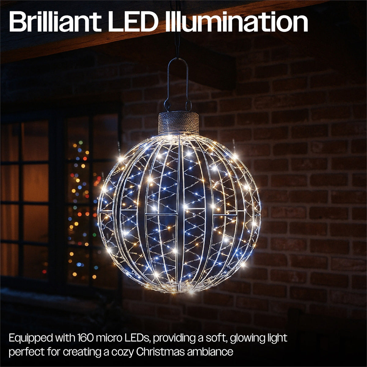 Xmas Haus Micro White & Warm White LED Ball – Flash Effect, Available in 3 Sizes for Festive Decoration_Outdoor Christmas Decorations