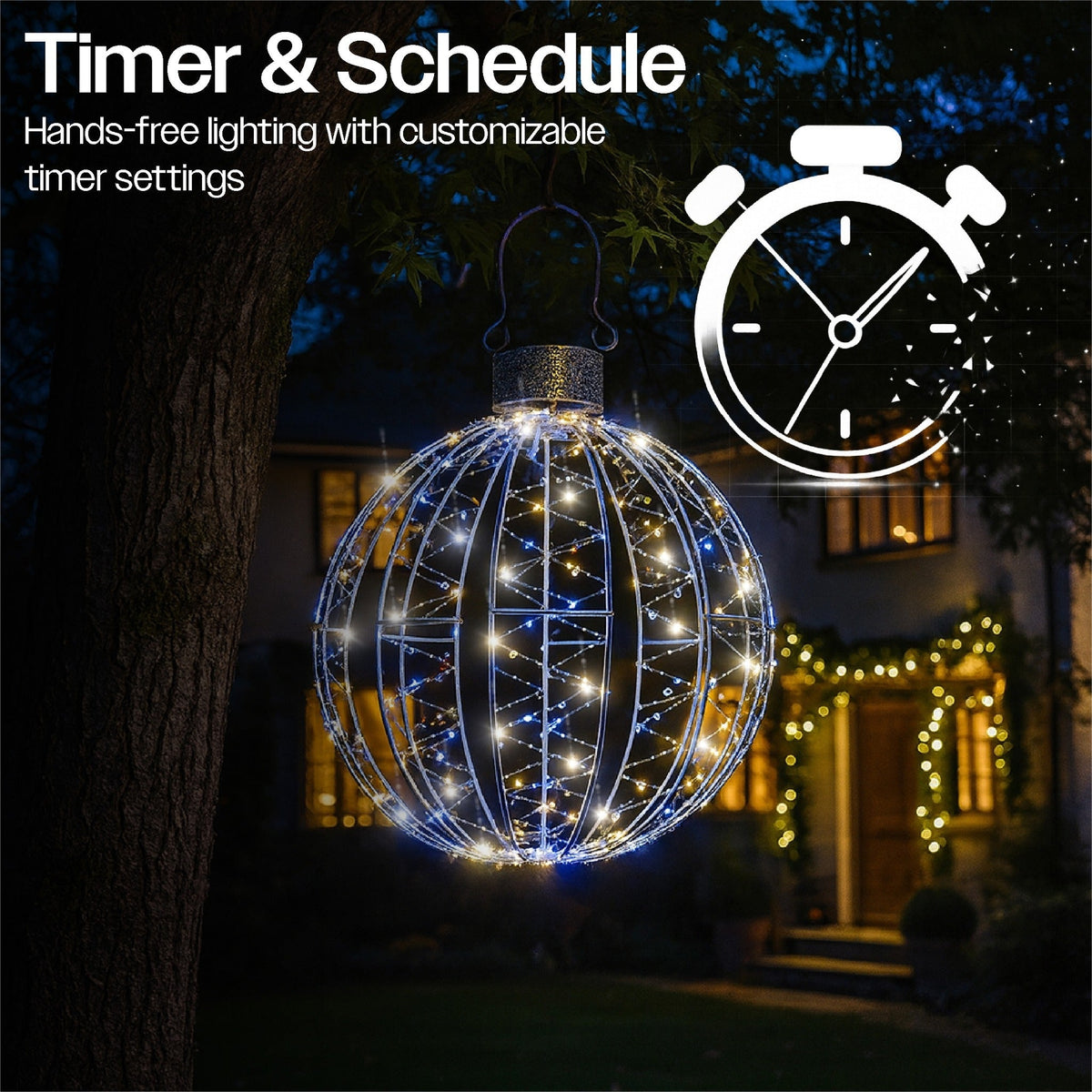 Xmas Haus Micro White & Warm White LED Ball – Flash Effect, Available in 3 Sizes for Festive Decoration_Outdoor Christmas Decorations