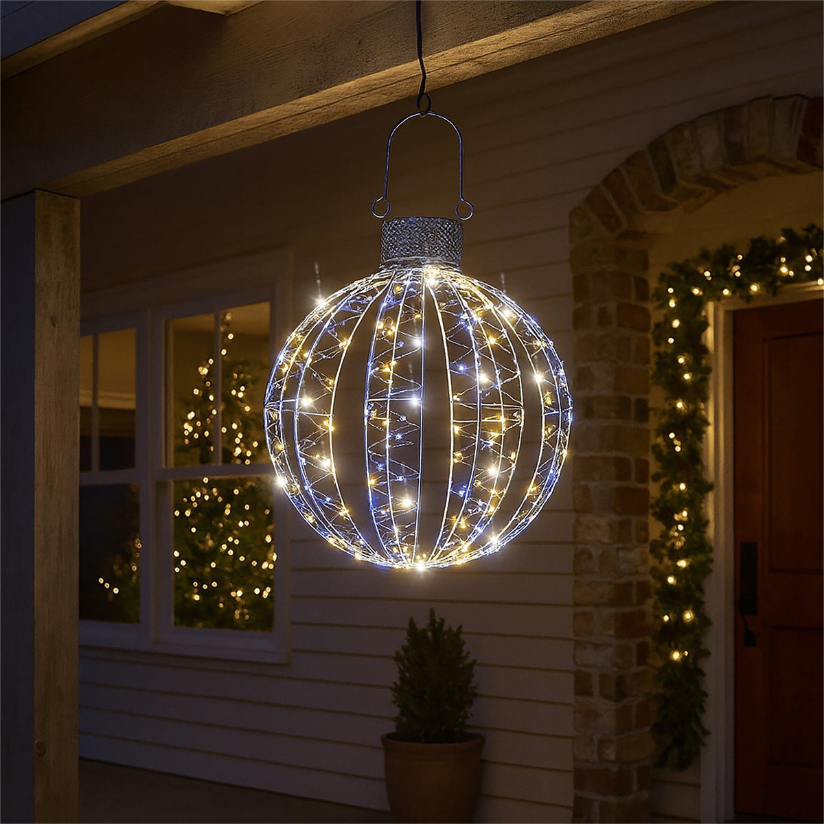 Xmas Haus Micro White & Warm White LED Ball – Flash Effect, Available in 3 Sizes for Festive Decoration_Outdoor Christmas Decorations