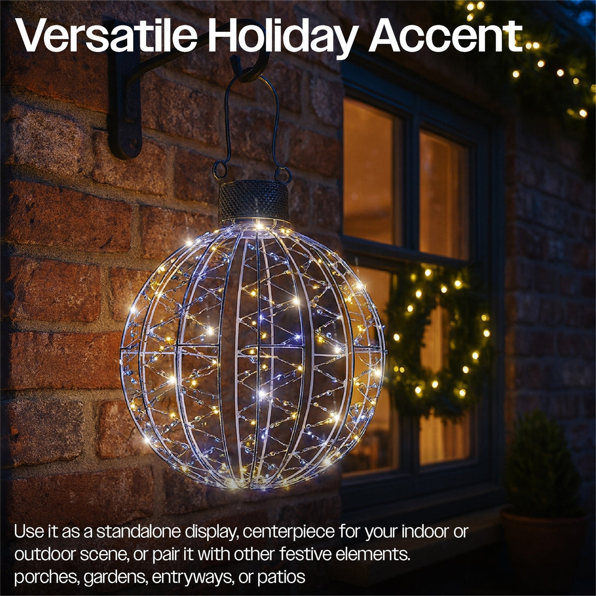 Xmas Haus Micro White & Warm White LED Ball – Flash Effect, Available in 3 Sizes for Festive Decoration_Outdoor Christmas Decorations