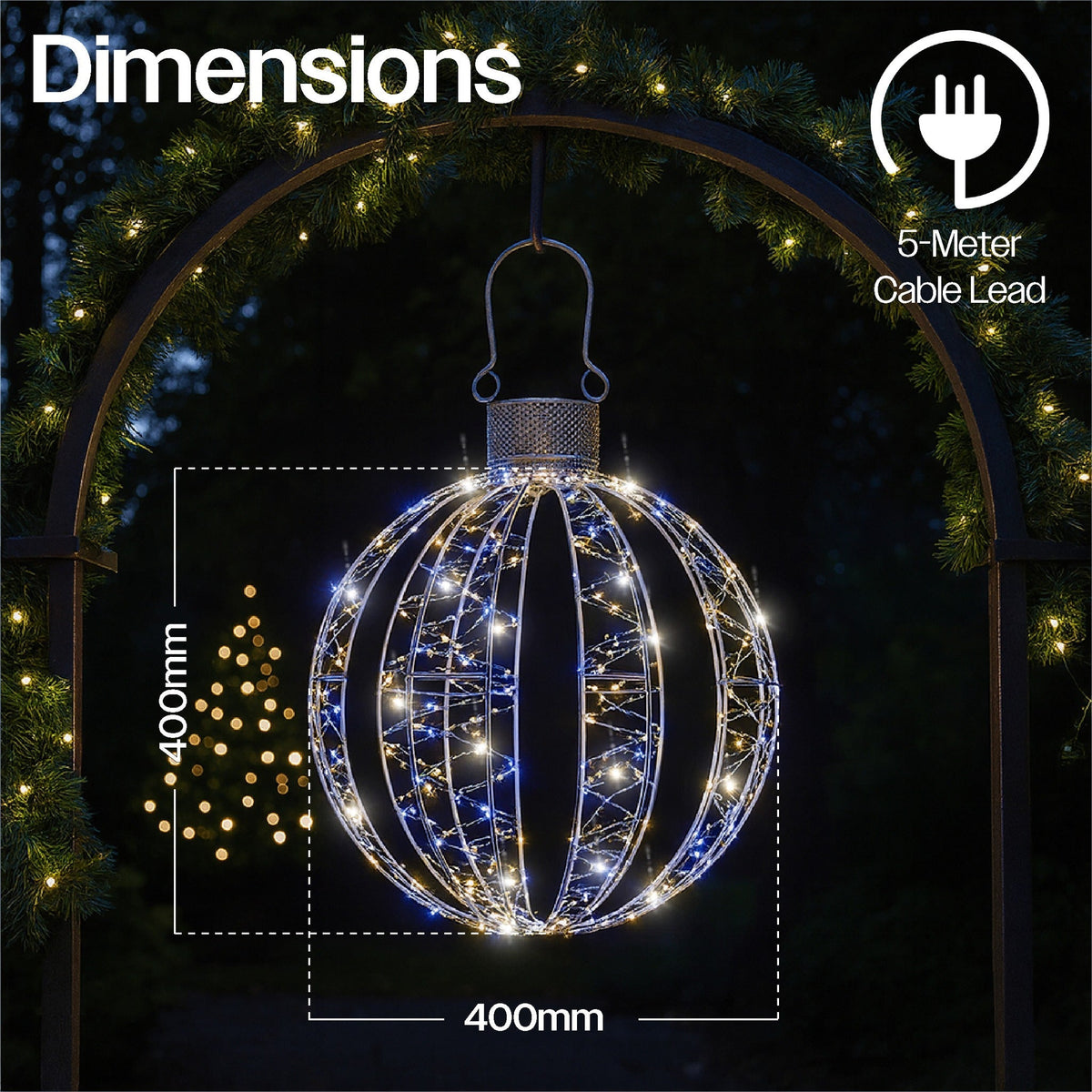 Xmas Haus Micro White & Warm White LED Ball – Flash Effect, Available in 3 Sizes for Festive Decoration_Outdoor Christmas Decorations