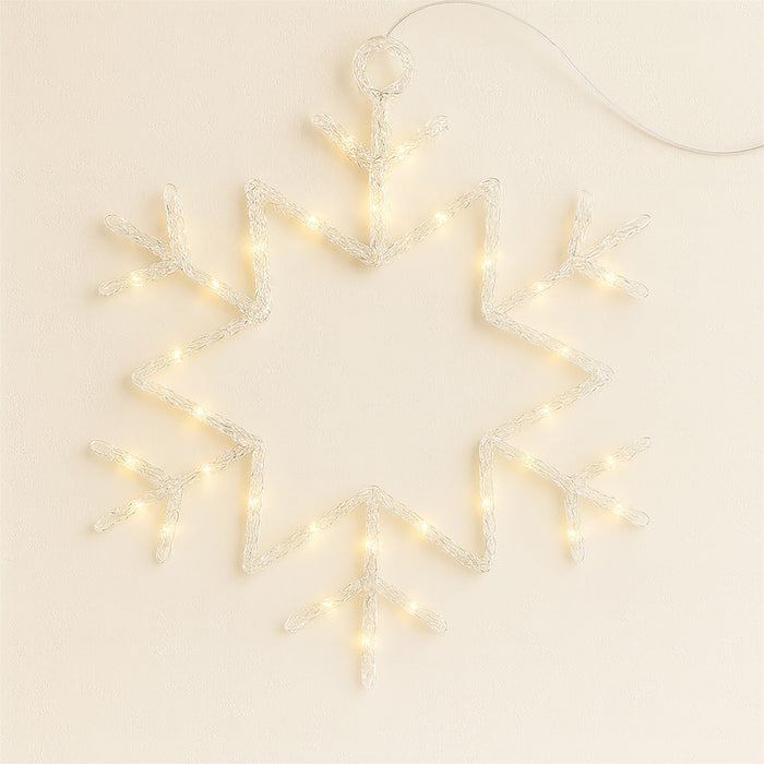 Xmas Haus 25cm LED Snowflake Decorations – Warm White Micro LEDs, Battery Operated with Timer, Indoor & Outdoor_Christmas Lights