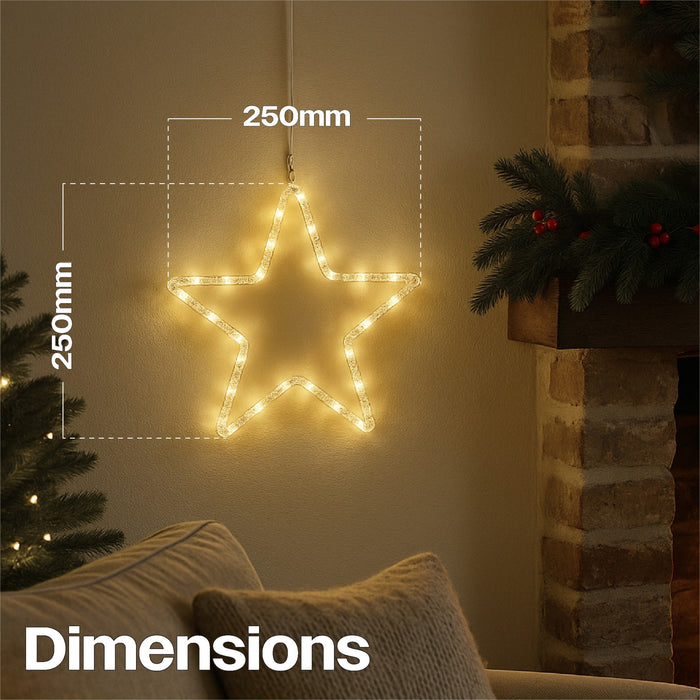 Xmas Haus 25cm LED Star Decorations – Warm White Micro LEDs Battery Operated with Timer_Christmas Lights