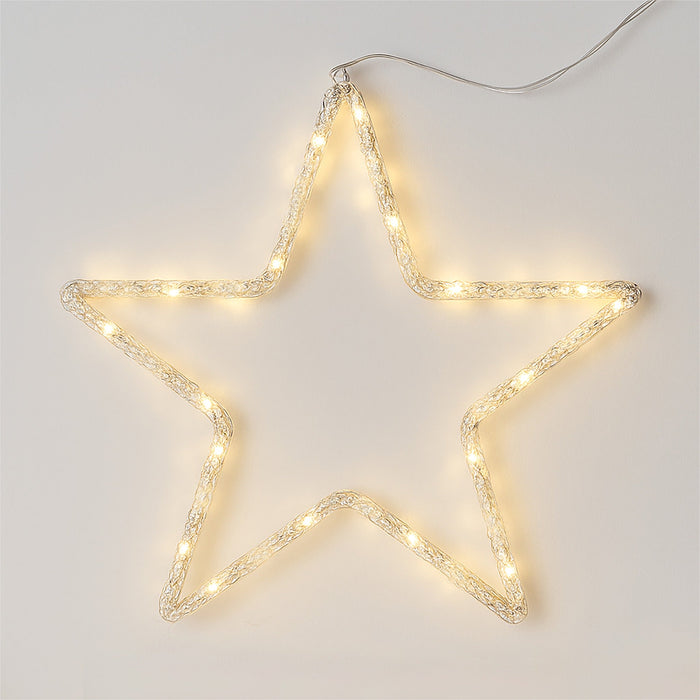 Xmas Haus 25cm LED Star Decorations – Warm White Micro LEDs Battery Operated with Timer_Christmas Lights