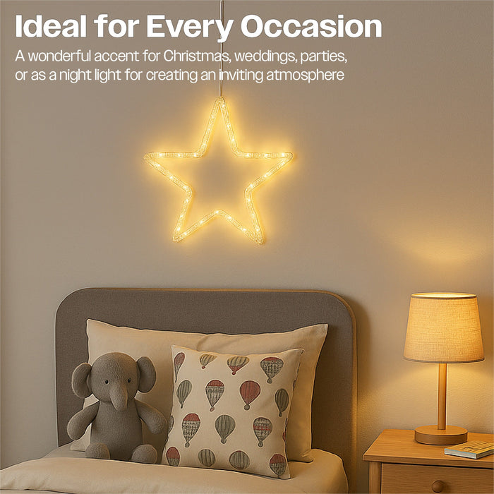 Xmas Haus 25cm LED Star Decorations – Warm White Micro LEDs Battery Operated with Timer_Christmas Lights