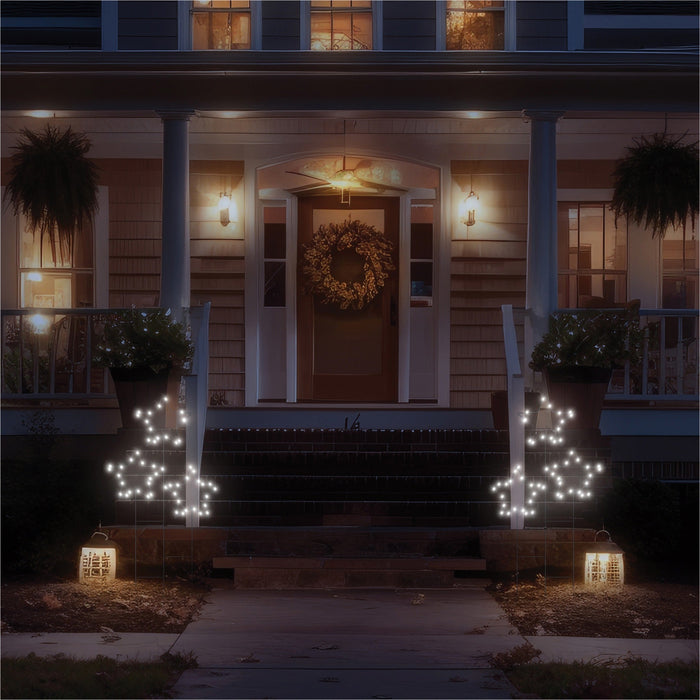 Xmas Haus Christmas 3 Star Cluster – 30 Warm White LEDs per Star, Battery Operated with Timer, Outdoor Garden & Patio Decoration_Christmas Lights