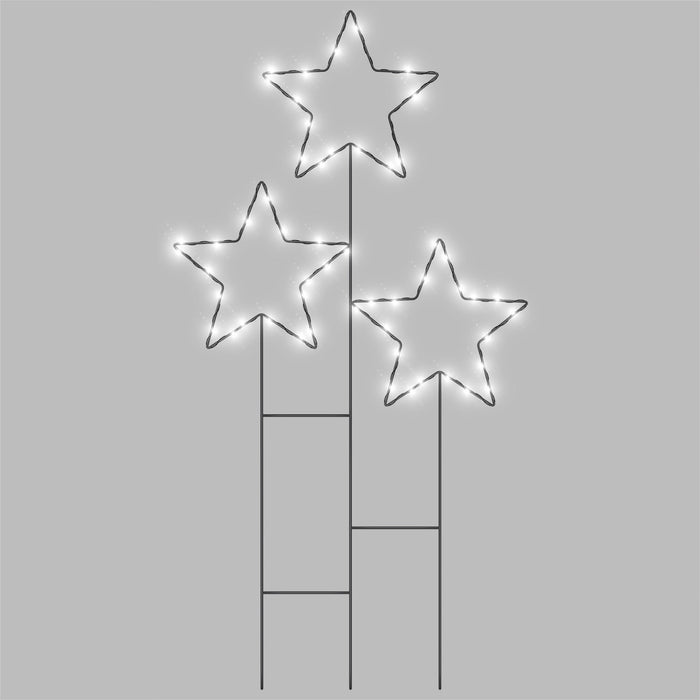 Xmas Haus Christmas 3 Star Cluster – 30 Warm White LEDs per Star, Battery Operated with Timer, Outdoor Garden & Patio Decoration_Christmas Lights