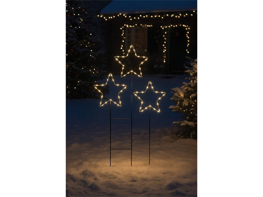 Xmas Haus Pre Lit 30 Warm White Micro LED Christmas 3 Star Cluster Design Battery Timer Power Supply_Christmas Lights