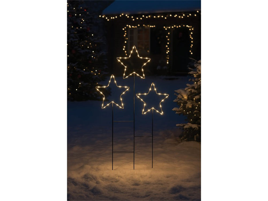 Xmas Haus Pre Lit 30 Warm White Micro LED Christmas 3 Star Cluster Design Battery Timer Power Supply_Christmas Lights