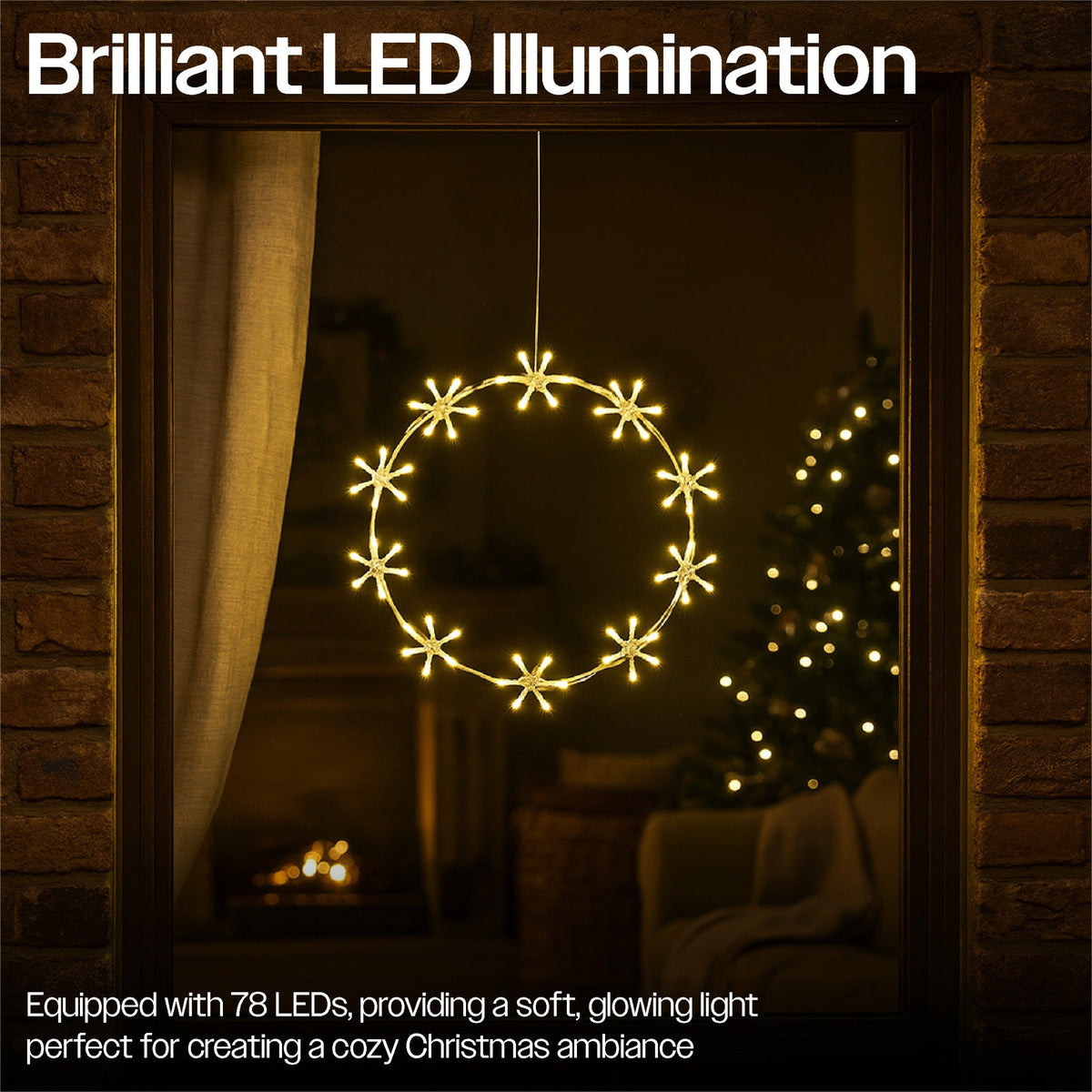Xmas Haus Warm White LED Metal Christmas Ring – 8 Light Functions, Available in 3 Sizes for Festive Decoration_Outdoor Christmas Decorations