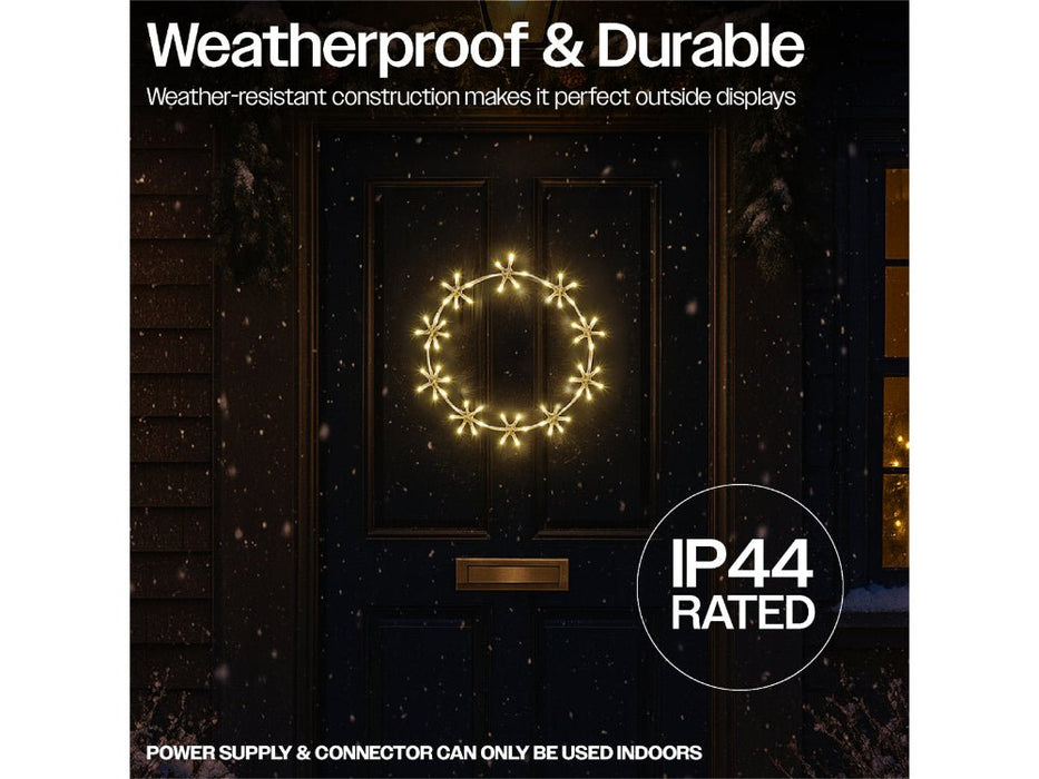 Xmas Haus Warm White LED Metal Christmas Ring - 8 Light Functions - 3 sizes_Outdoor Christmas Decorations