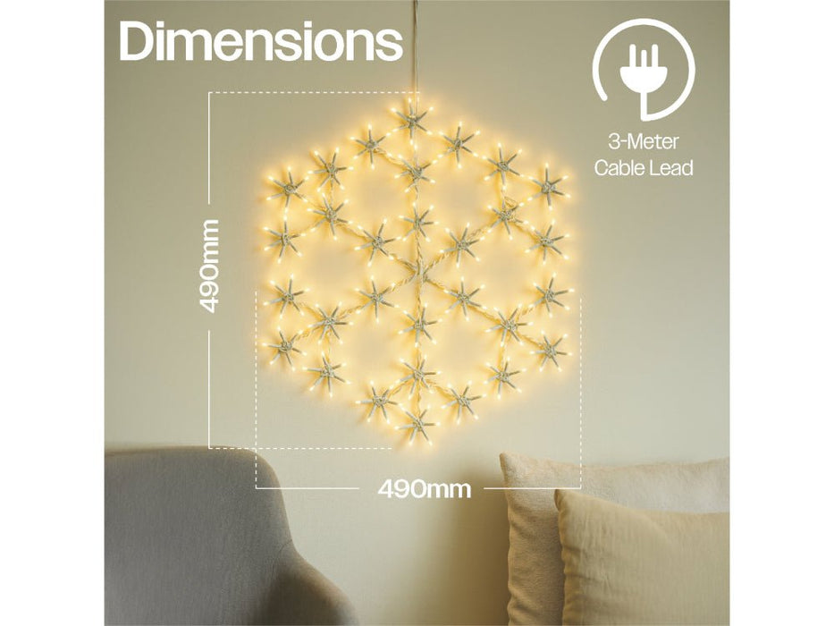 Xmas Haus Christmas Holiday Snowflake - 49CM 180 Warm White LED - 8 Light Functions_Outdoor Christmas Decorations