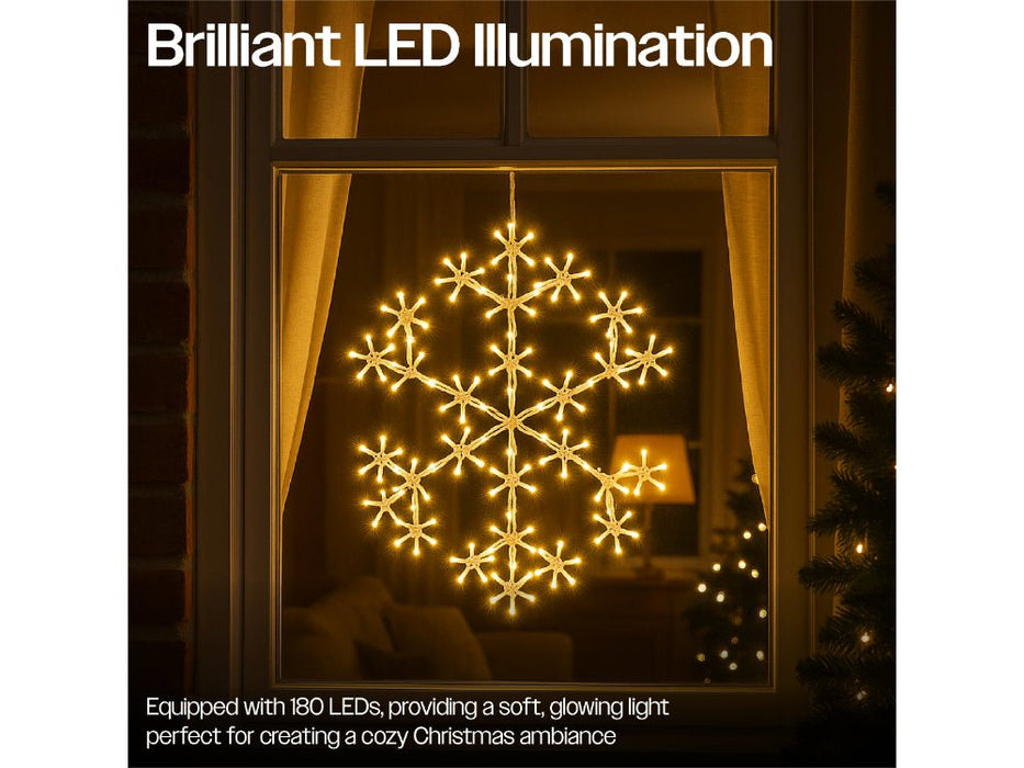 Xmas Haus Christmas Holiday Snowflake - 49CM 180 Warm White LED - 8 Light Functions_Outdoor Christmas Decorations