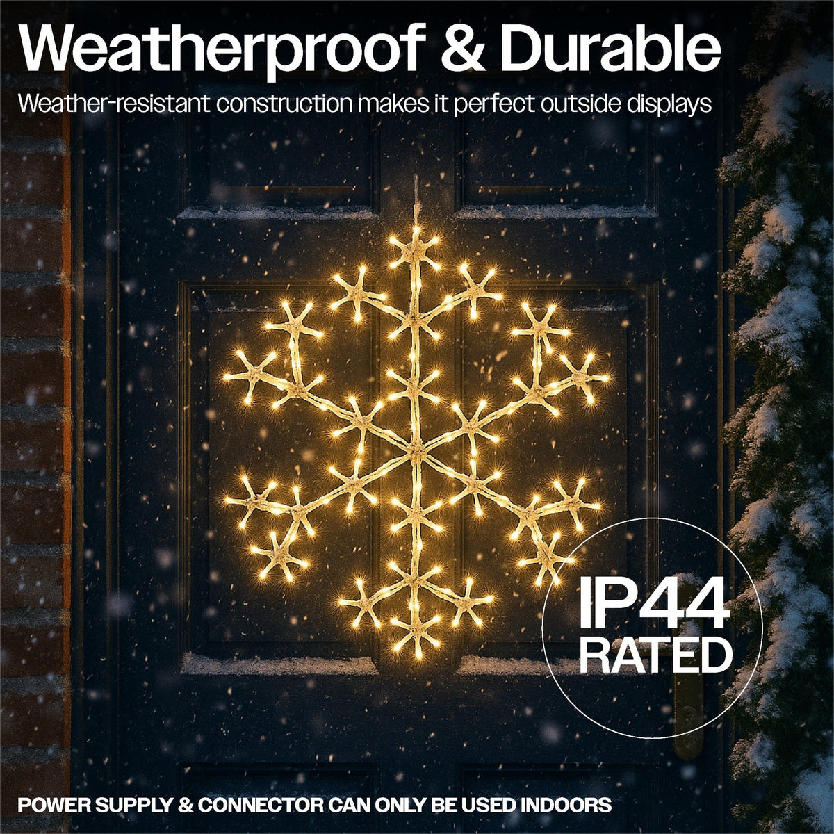 Xmas Haus Christmas Holiday Snowflake – 49cm with 180 Warm White LEDs, 8 Light Functions for Festive Decoration_Outdoor Christmas Decorations