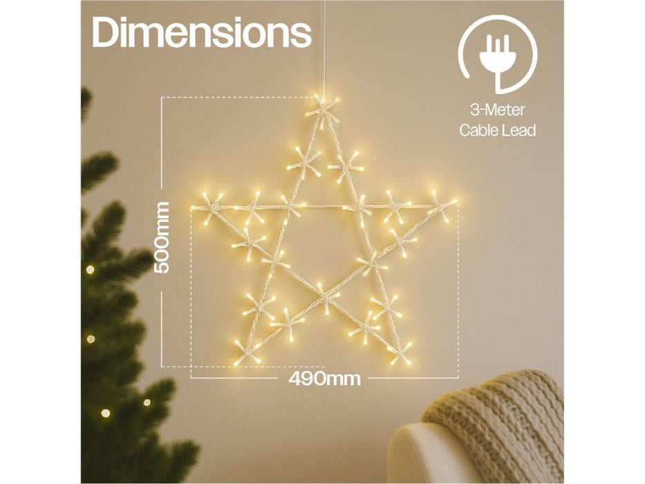 Xmas Haus Christmas Holiday Star - 50CM 120 Warm White LED - 8 Light Functions_Outdoor Christmas Decorations