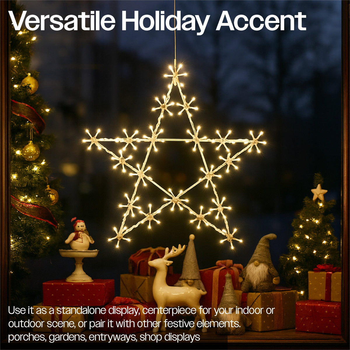 Xmas Haus Christmas Holiday Star – 50cm with 120 Warm White LEDs, 8 Light Functions for Festive Decoration_Outdoor Christmas Decorations