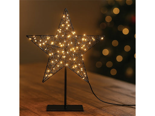 Xmas Haus Christmas Black Metal Star with Stand - Warm White LED - Available in 2 Sizes_Outdoor Christmas Decorations