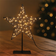 Xmas Haus Christmas Black Metal Star with Stand – Warm White LEDs, Available in 2 Sizes for Festive Decoration_Outdoor Christmas Decorations