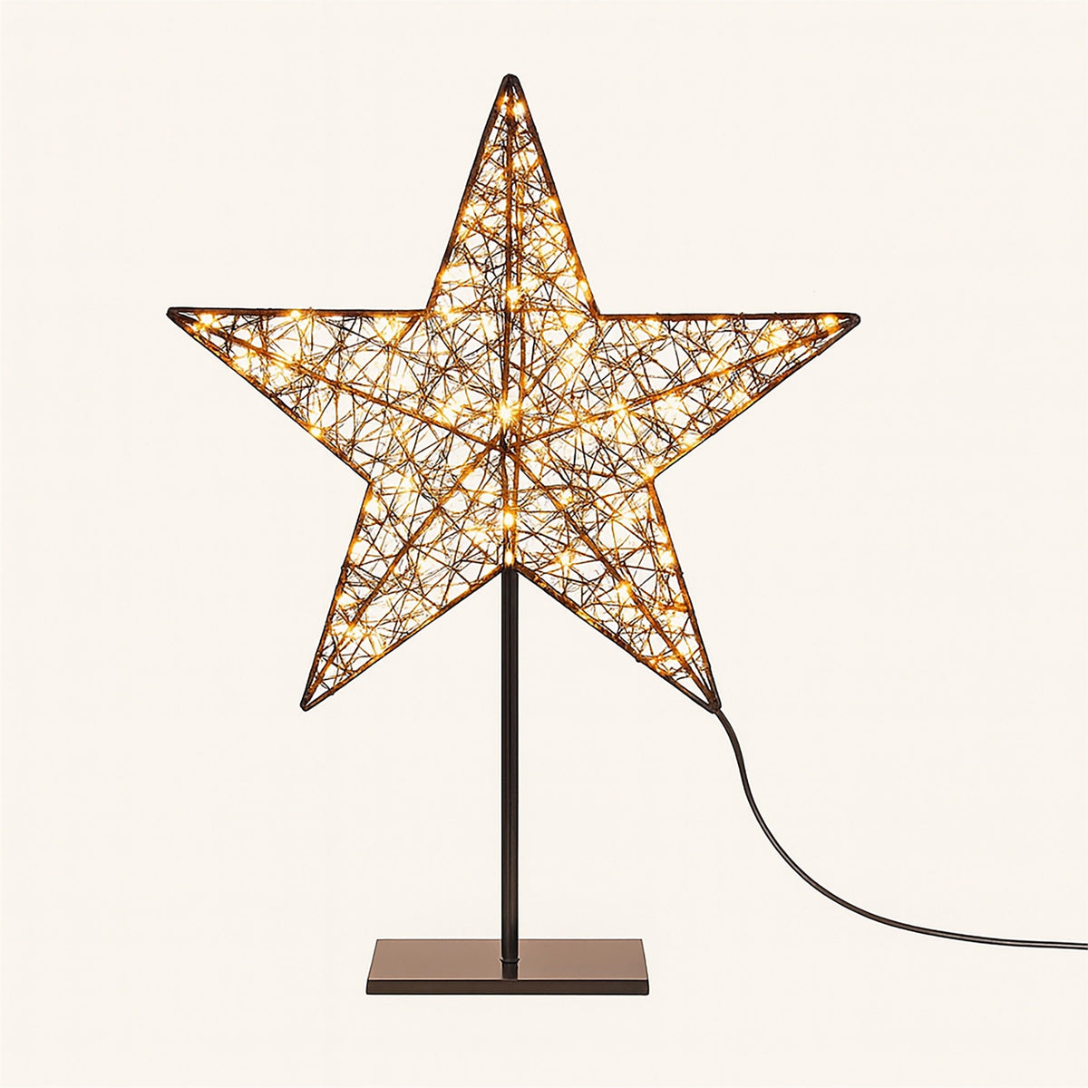 Xmas Haus Christmas Black Metal Star with Stand – Warm White LEDs, Available in 2 Sizes for Festive Decoration_Outdoor Christmas Decorations