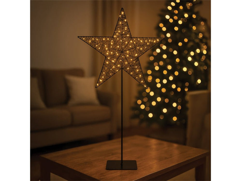 Xmas Haus Christmas Black Metal Star with Stand - Warm White LED - Available in 2 Sizes_Outdoor Christmas Decorations