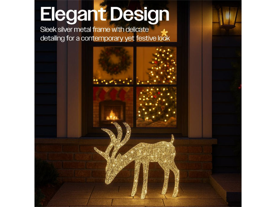 Xmas Haus Christmas Festive Silver Reindeer - 43CM High - 200 Warm White Micro LEDS_Christmas Figure