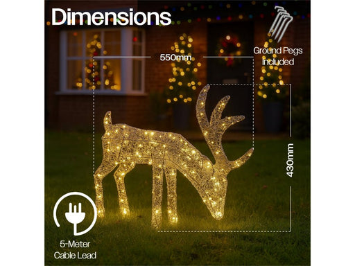 Xmas Haus Christmas Festive Silver Reindeer - 43CM High - 200 Warm White Micro LEDS_Christmas Figure