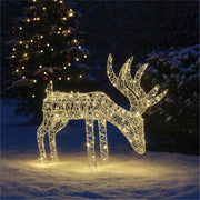 Xmas Haus Christmas Festive Silver Reindeer – 43cm High with 200 Warm White Micro LEDs, Festive Decoration_Christmas Figure