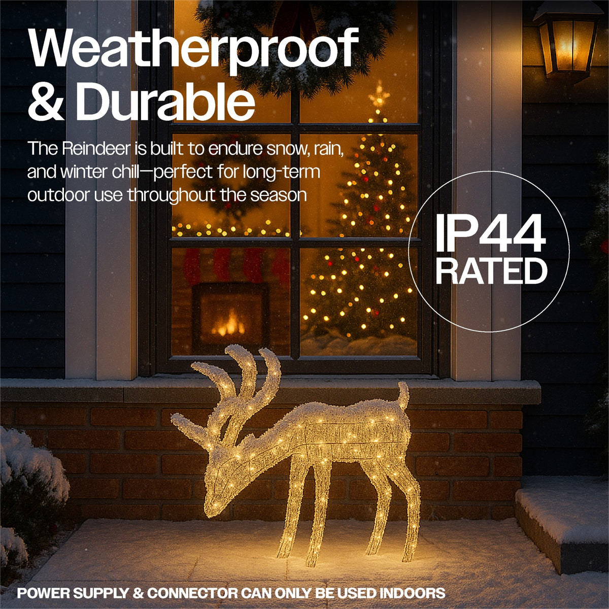 Xmas Haus Christmas Festive Silver Reindeer – 43cm High with 200 Warm White Micro LEDs, Festive Decoration_Christmas Figure