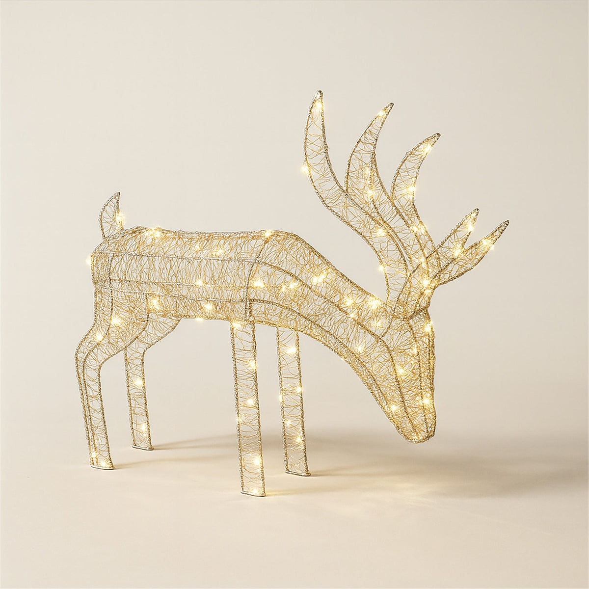 Xmas Haus Christmas Festive Silver Reindeer – 43cm High with 200 Warm White Micro LEDs, Festive Decoration_Christmas Figure